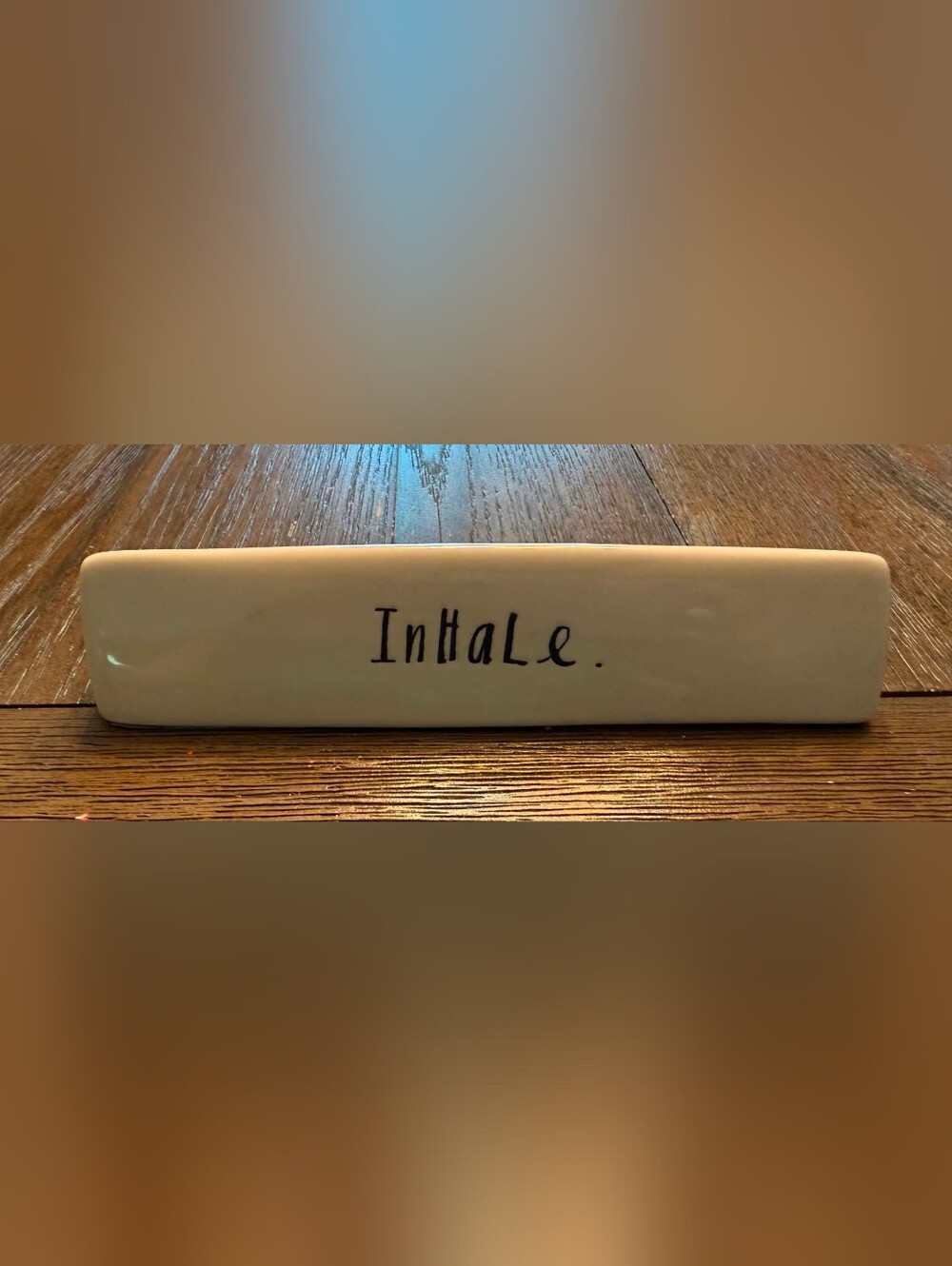 NWOT Rae Dunn by Magenta "Inhale, Exhale" Desk Decor, 8"×1.5"